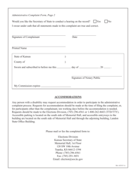Administrative Complaint Form - Kansas, Page 2