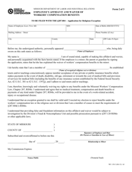 Document preview: Form WC-138-3 Employee's Affidavit and Waiver of Workers' Compensation Benefits - Missouri