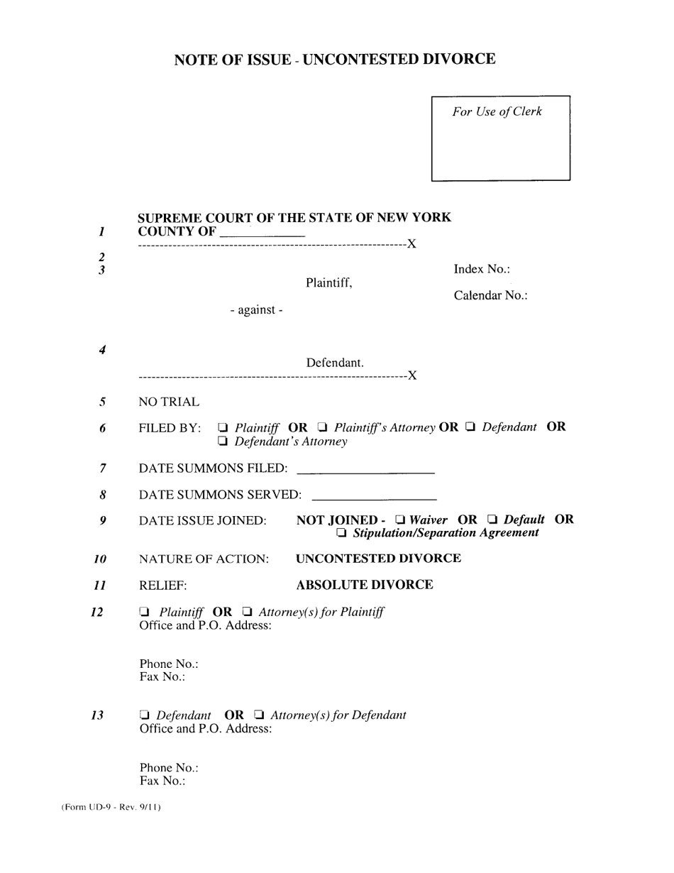 New York Note Of Issue Fillable Form Printable Forms Free Online