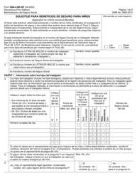 Formulario SSA-4-BK-SP Solicitud Para Beneficios De Seguro Para Ninos (Spanish)