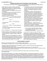 Formulario SSA-4-BK-SP Solicitud Para Beneficios De Seguro Para Ninos (Spanish), Page 9