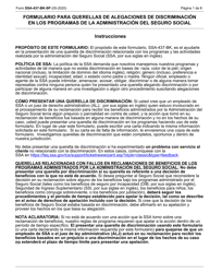 Formulario SSA-437-BK-SP Formulario De Querella Por Discriminacion (Spanish)