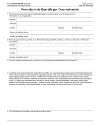 Formulario SSA-437-BK-SP Formulario De Querella Por Discriminacion (Spanish), Page 3