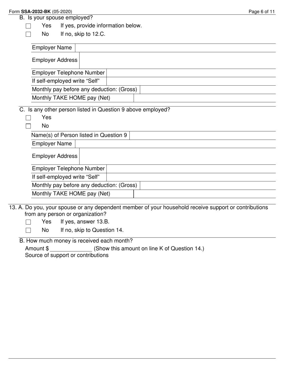 Form SSA-2032-BK Request for Waiver of Special Veterans Benefits (Svb) Overpayment Recovery or Change in Repayment Rate, Page 6