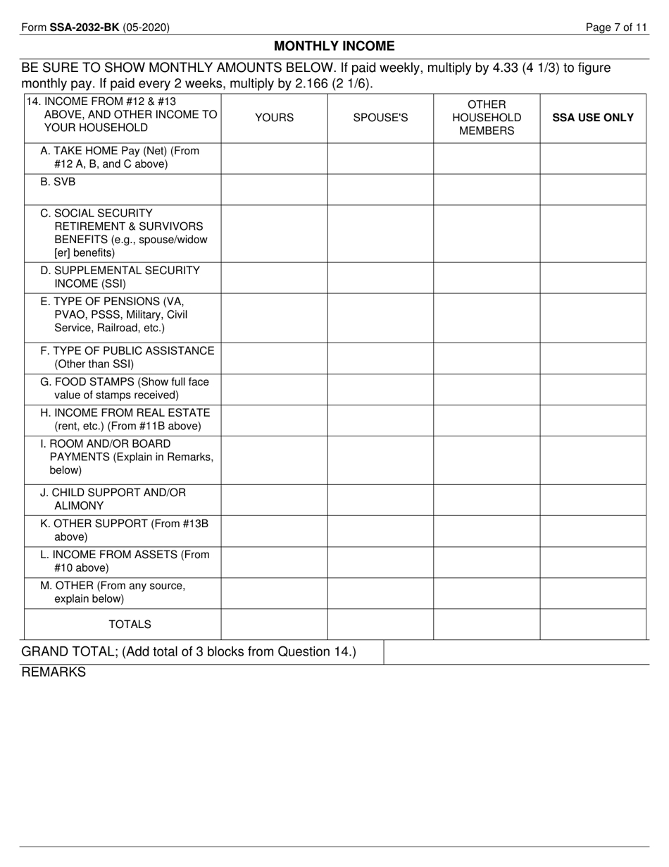 Form SSA-2032-BK Request for Waiver of Special Veterans Benefits (Svb) Overpayment Recovery or Change in Repayment Rate, Page 7