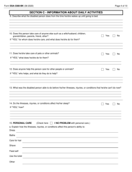 Form SSA-3380 Function Report - Adult - Third Party, Page 4
