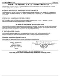 Form SSA-1199-FR Direct Deposit Sign-Up Form (France), Page 2