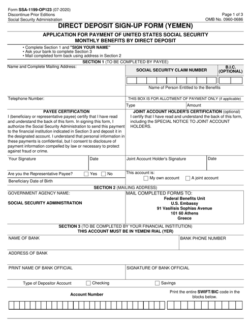 Form SSA-1199-OP123  Printable Pdf