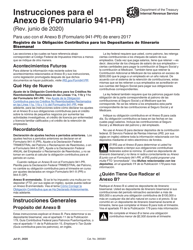 Document preview: Instrucciones para IRS Formulario 941-PR Anexo B Registro De La Obligacion Contributiva Para Los Depositantes De Itinerario Bisemanal (Puerto Rican Spanish)