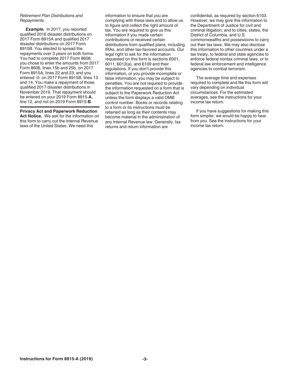 Instructions for IRS Form 8915-A Qualified 2016 Disaster Retirement Plan Distributions and Repayments, Page 3