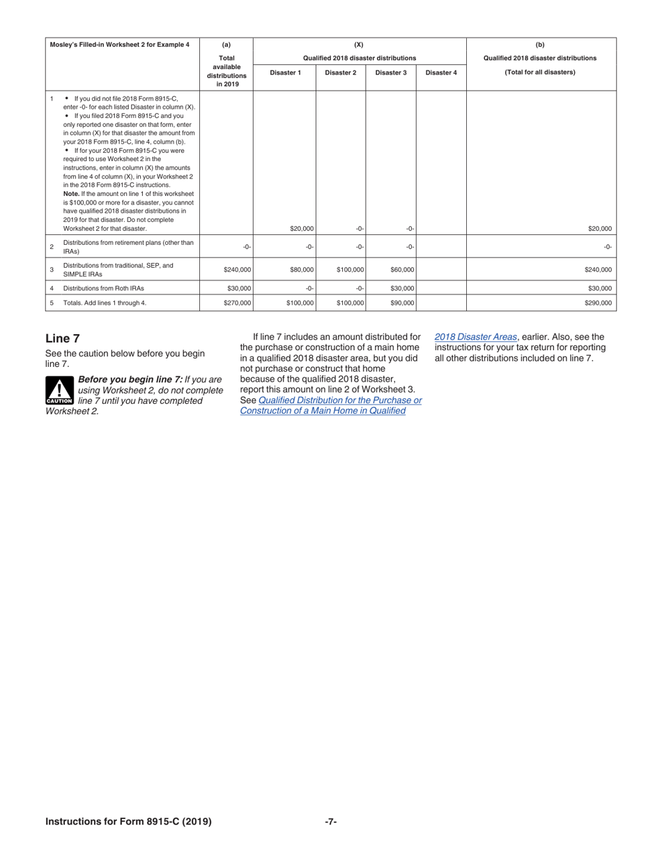 Instructions for IRS Form 8915-C Qualified 2018 Disaster Retirement Plan Distributions and Repayments, Page 7