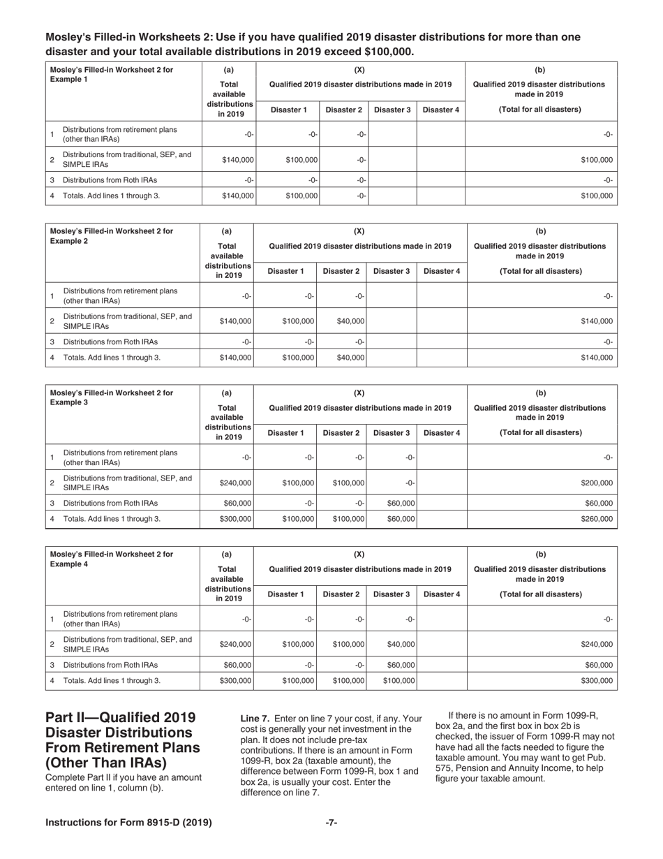 Instructions for IRS Form 8915-D Qualified 2019 Disaster Retirement Plan Distributions and Repayments, Page 7
