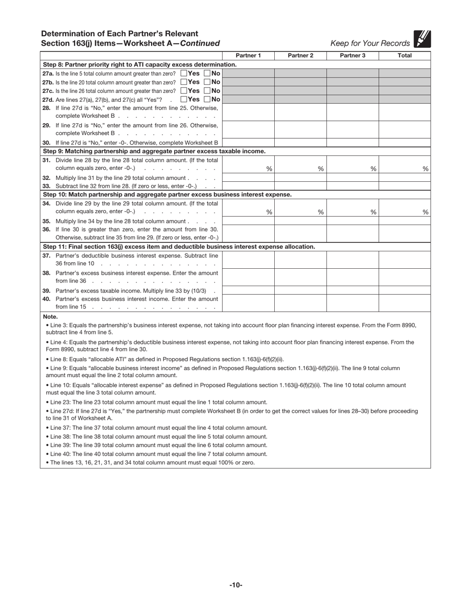 Instructions for IRS Form 8990 Limitation on Business Interest Expense Under Section 163(J), Page 10