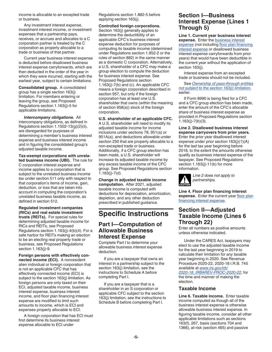 Instructions for IRS Form 8990 Limitation on Business Interest Expense Under Section 163(J), Page 5