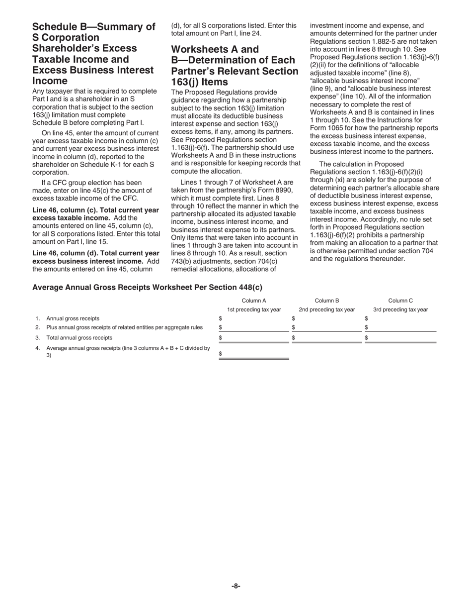 Instructions for IRS Form 8990 Limitation on Business Interest Expense Under Section 163(J), Page 8