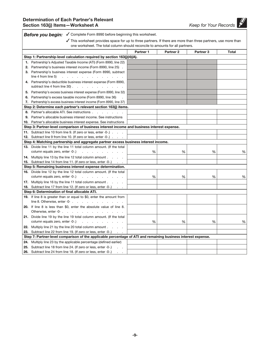 Instructions for IRS Form 8990 Limitation on Business Interest Expense Under Section 163(J), Page 9