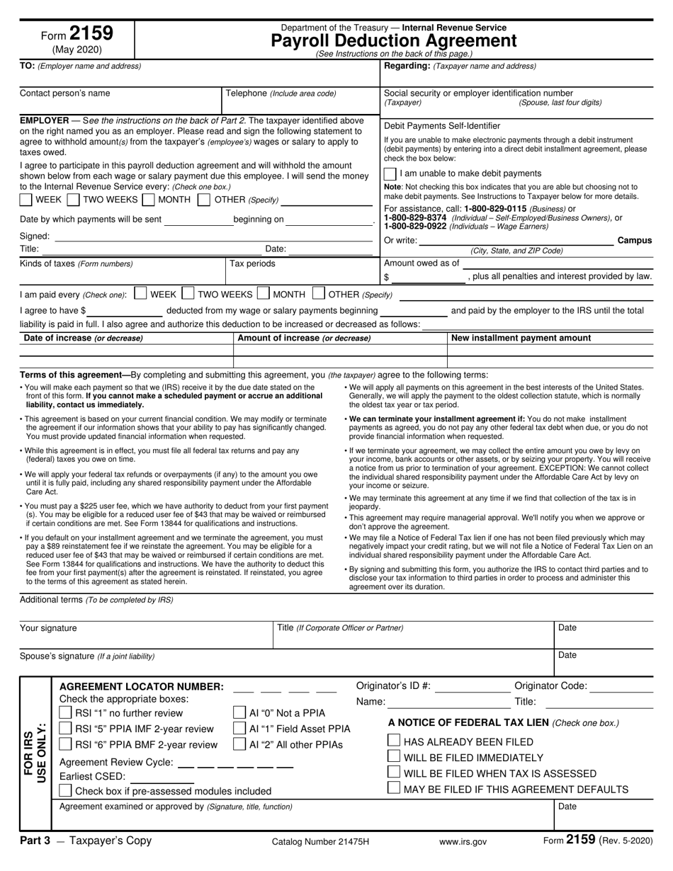 IRS Form 2159 Payroll Deduction Agreement, Page 5