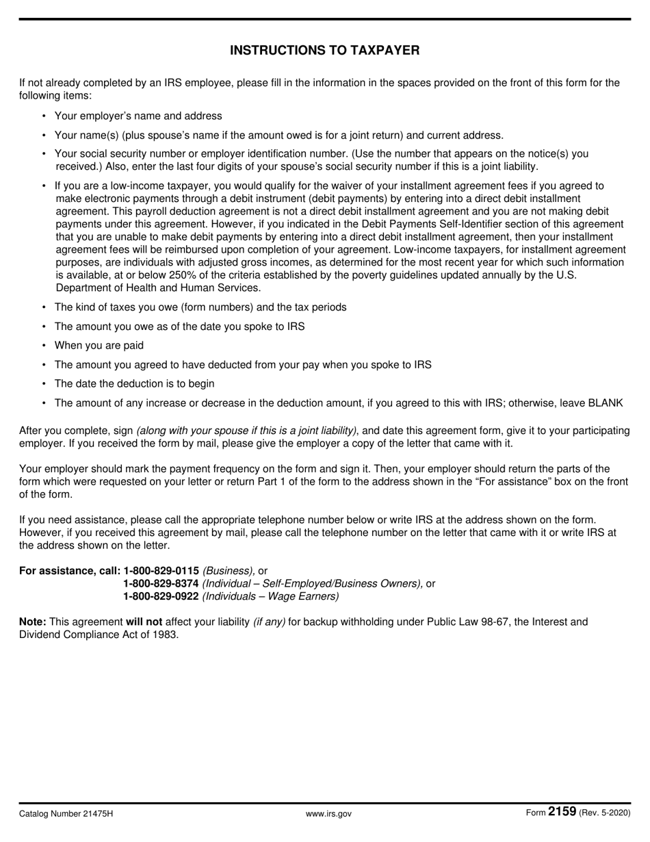 IRS Form 2159 Payroll Deduction Agreement, Page 6