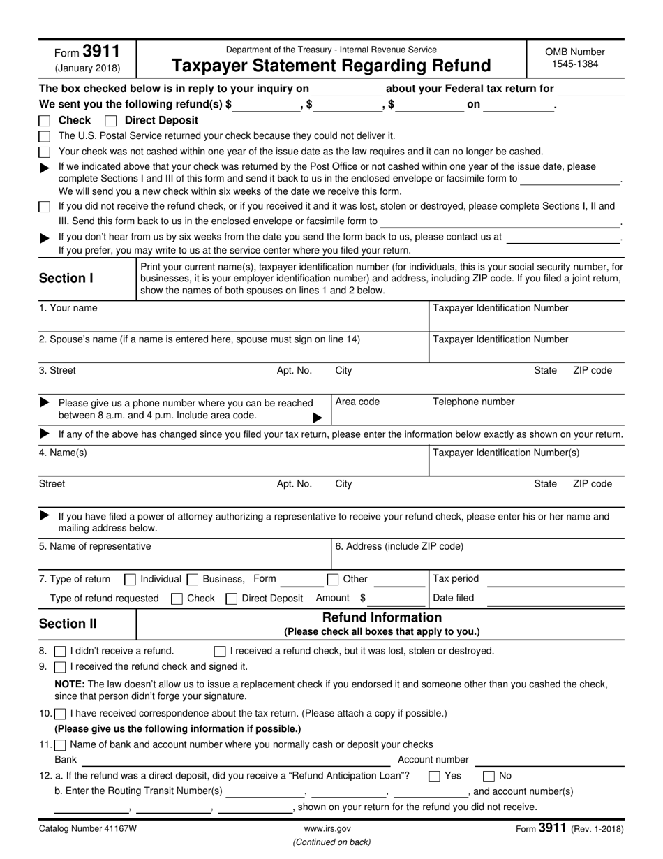 irs-form-3911-download-fillable-pdf-or-fill-online-taxpayer-statement-regarding-refund