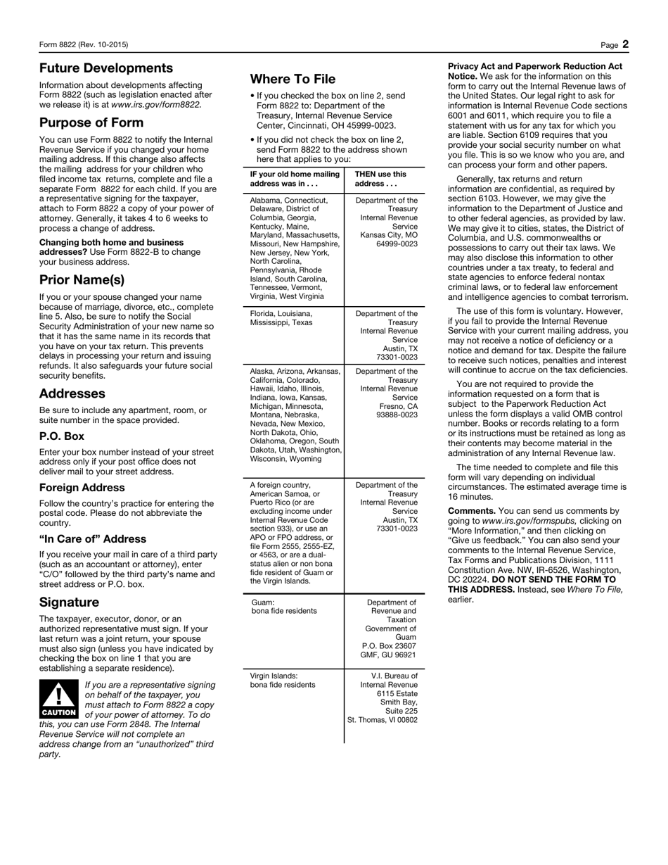IRS Form 8822 Fill Out, Sign Online and Download Fillable PDF