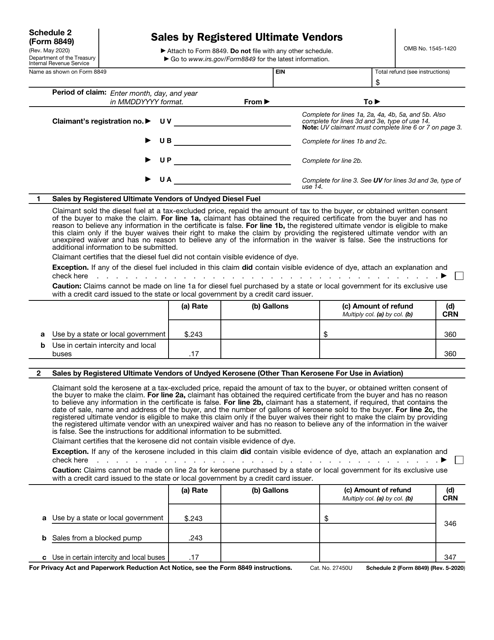 IRS Form 8849 Schedule 2 Download Fillable PDF Or Fill Online Sales By 