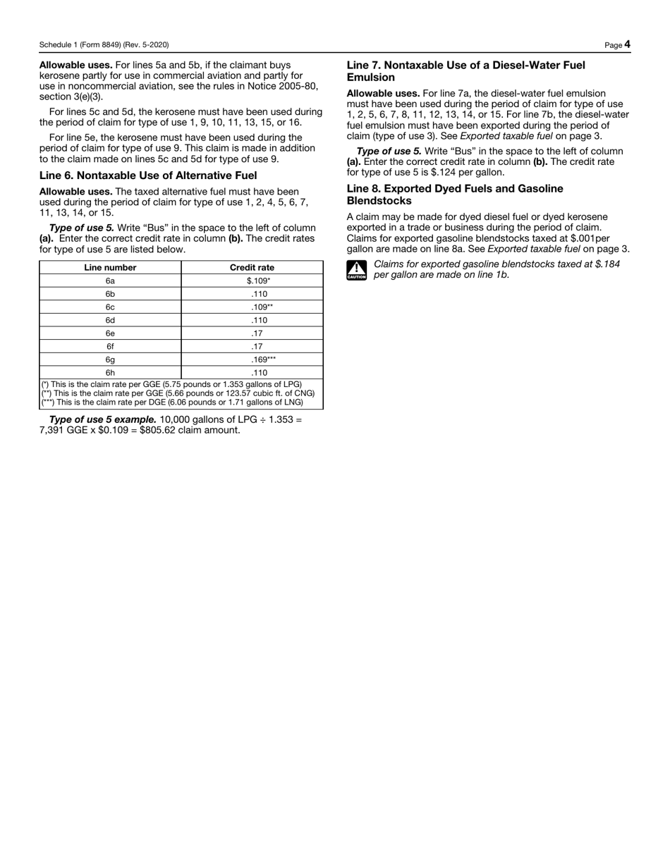 IRS Form 8849 Schedule 1 Download Fillable PDF or Fill Online ...