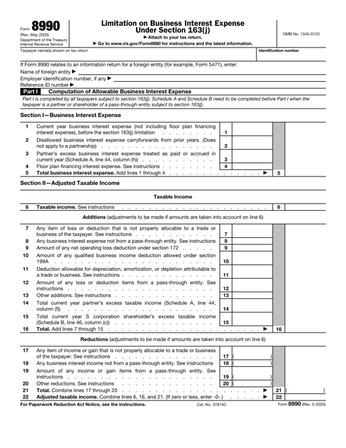 IRS Form 8990  Printable Pdf