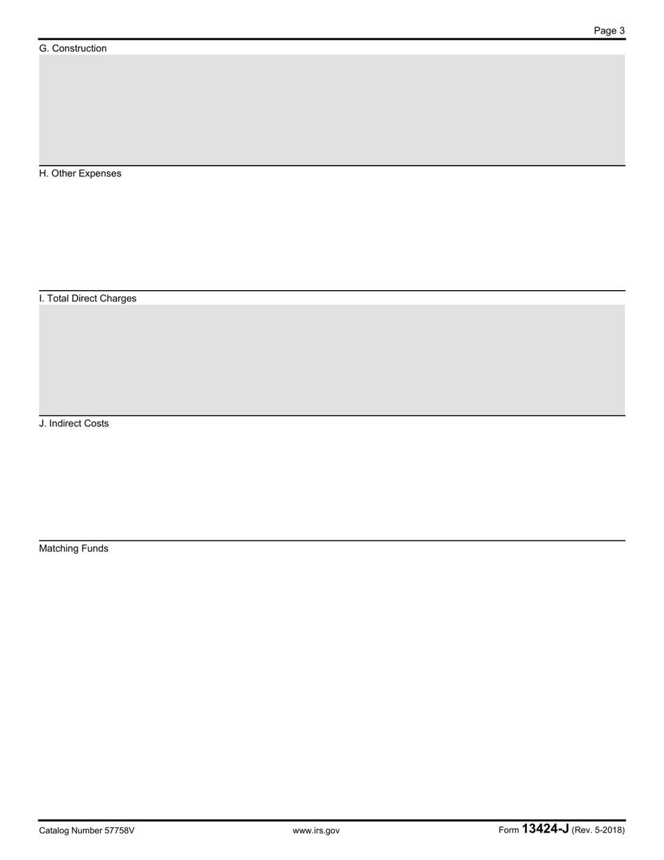 IRS Form 13424-J Detailed Budget Worksheet, Page 3
