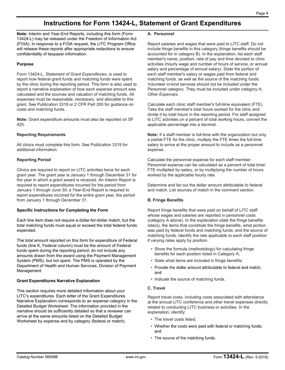IRS Form 13424-L Statement of Grant Expenditures, Page 4