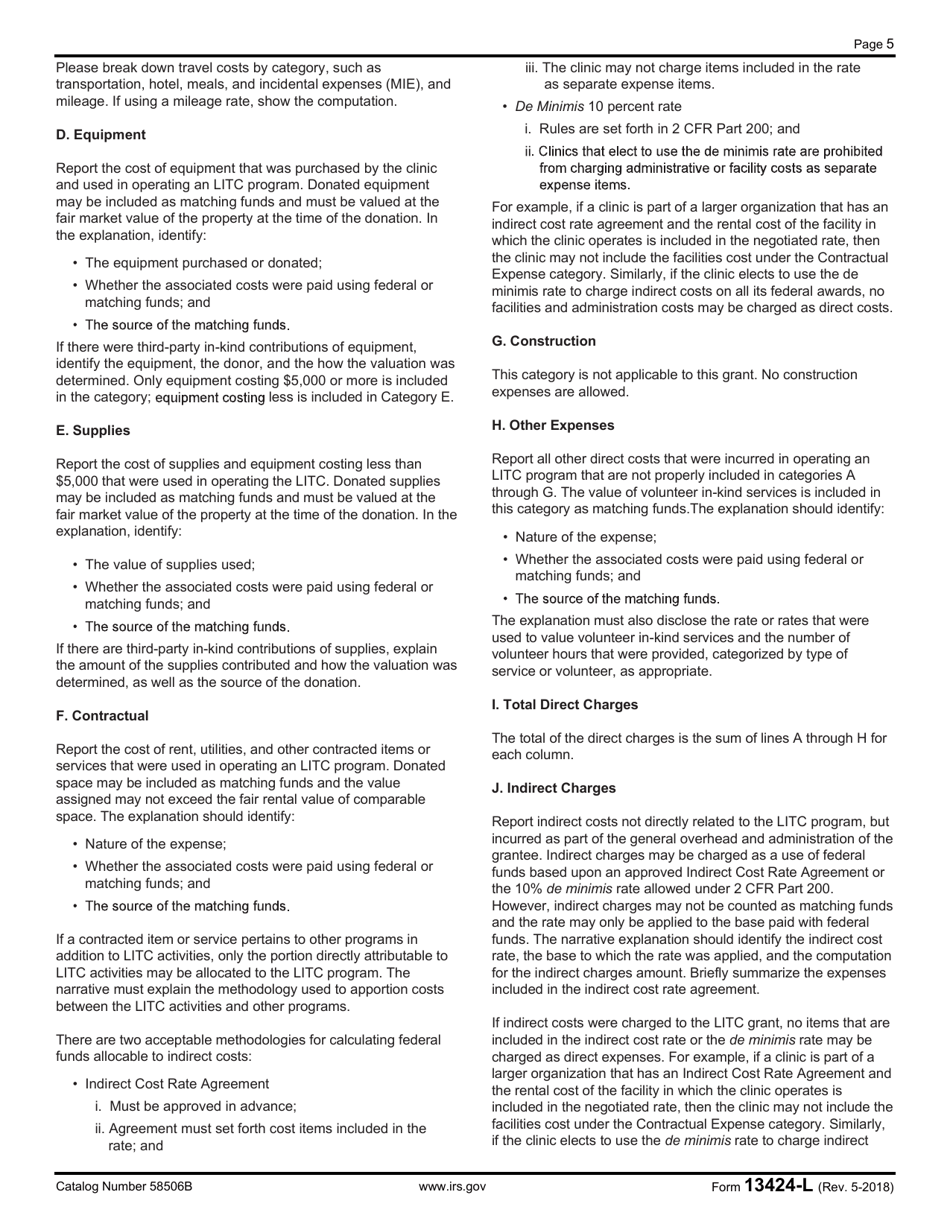 IRS Form 13424-L Statement of Grant Expenditures, Page 5