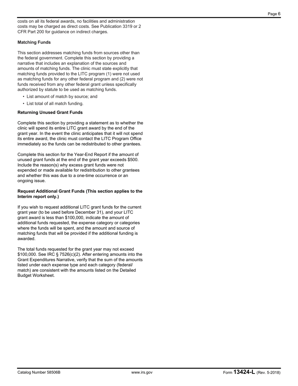 IRS Form 13424-L Statement of Grant Expenditures, Page 6