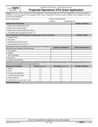 IRS Form 13978 Projected Operations Vita Grant Program Application Plan