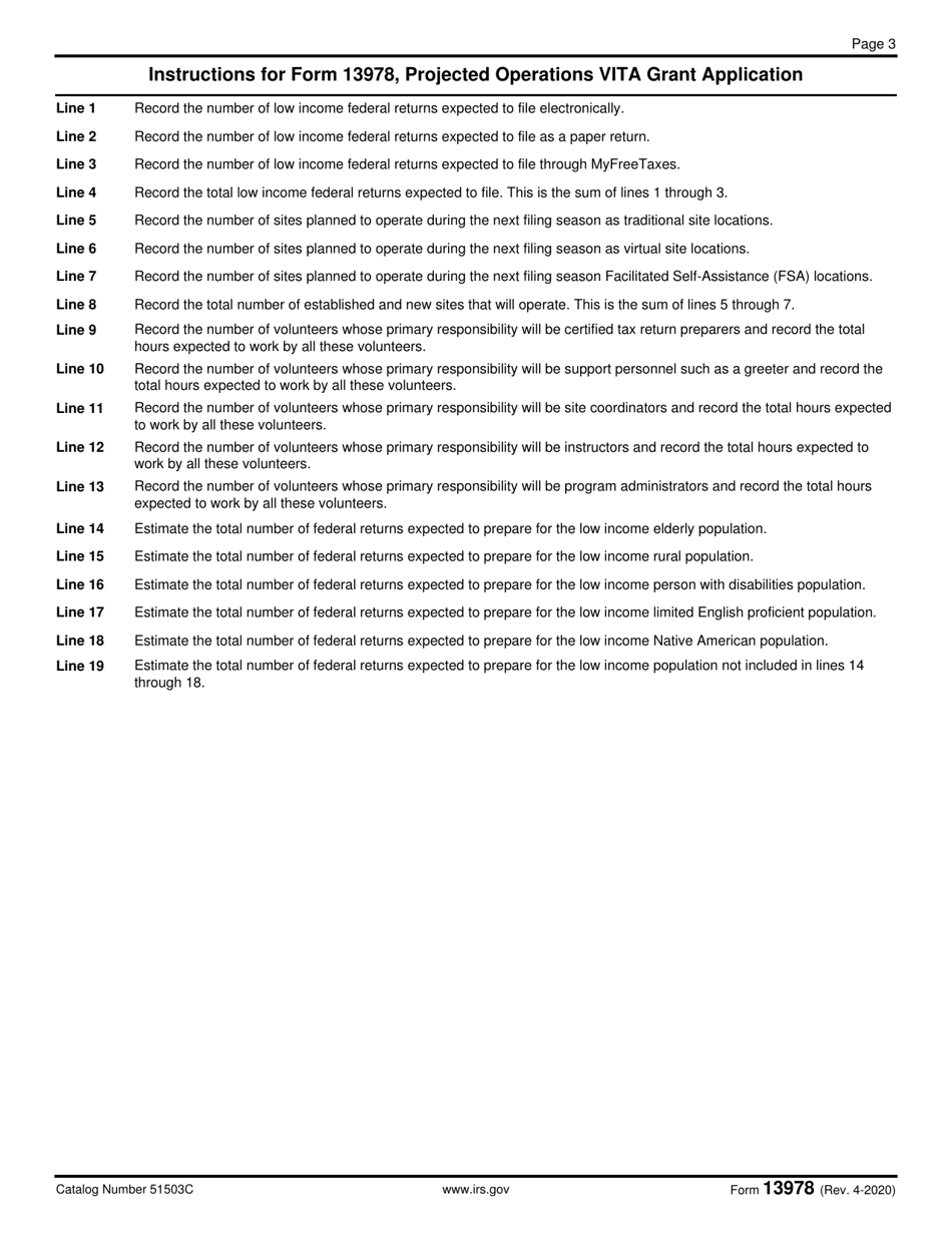 IRS Form 13978 Projected Operations Vita Grant Program Application Plan, Page 3