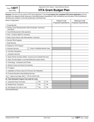IRS Form 13977 Vita Grant Budget Plan