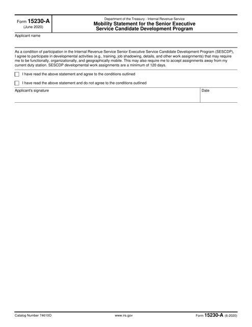 IRS Form 15230-A  Printable Pdf