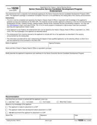 Document preview: IRS Form 15230 Senior Executive Service Candidate Development Program Endorsement