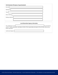 SFA at-Risk Afterschool Meals Responsible Principals Addendum - Arizona, Page 2