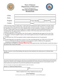 Document preview: One Time Exception/Claim Revision Form - Arizona