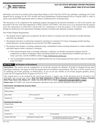 Form DS-1 Out-of-State Impaired Driver Program Enrollment and Status Form - New York