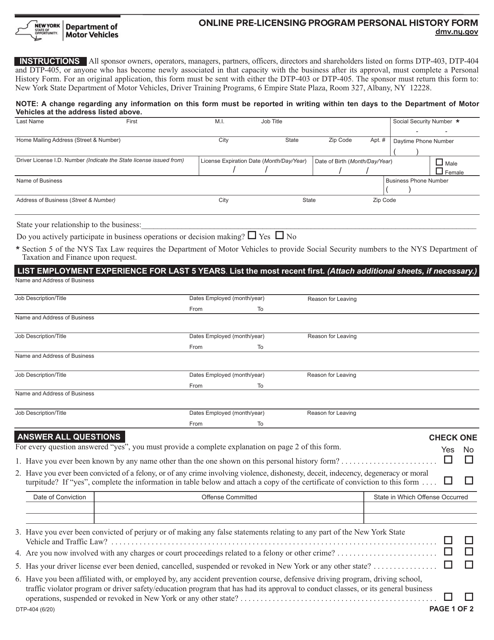 Form DTP-404  Printable Pdf