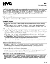 Document preview: Instructions for Form TR8 Technical Report Statement of Responsibility for Energy Code Progress Inspections - New York City