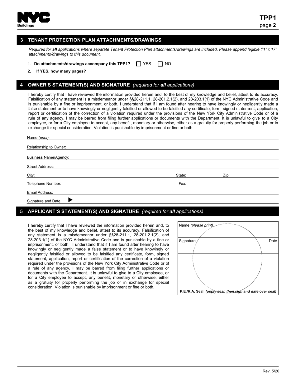Form TPP1 Tenant Protection Plan - New York City, Page 2