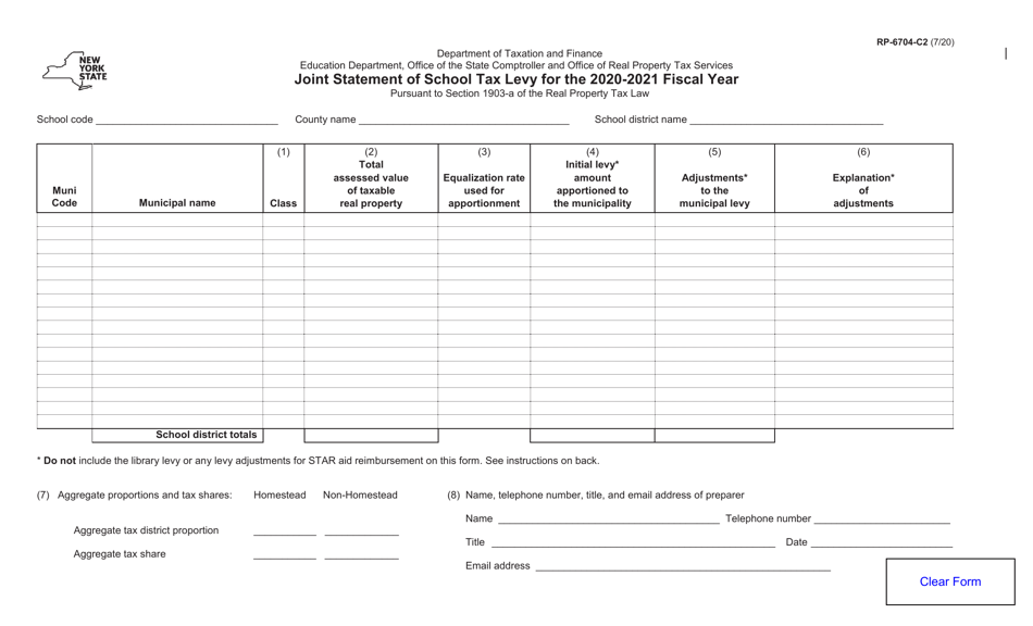 Form RP-6704-C2 - 2021 - Fill Out, Sign Online and Download Fillable ...