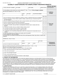 Form UIB-0105B Eligibility Questionnaire for Unemployment Insurance Benefits - Arizona, Page 2