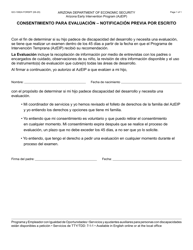 Document preview: Formulario GCI-1082A-S Consentimiento Para Evaluacion - Notificacion Previa Por Escrito - Arizona (Spanish)
