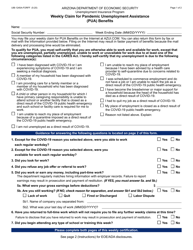 Document preview: Form UIB-1245A Weekly Claim for Pandemic Unemployment Assistance (Pua) Benefits - Arizona
