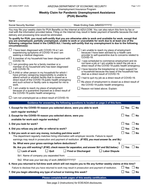 Form UIB-1245A  Printable Pdf