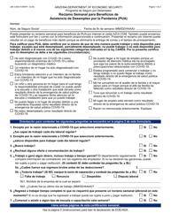 Formulario UIB-1245A-S Reclamo Semanal Para Beneficios De Asistencia De Desempleo Por La Pandemia (Pua) - Arizona (Spanish)