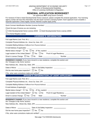 Form LCR-1053A Renewal Application Worksheet - Arizona