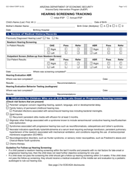 Document preview: Form GCI-1084A Hearing Screening Tracking - Arizona
